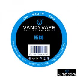 30フィート　バンディベイプ(Vandy Vape)　ピュアニッケルNi80　ワイヤー28ga(30ft Vandyvape Pure Nickel Ni80 Wire 28ga)