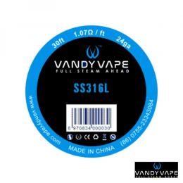 30フィート　バンディベイプ(Vandy Vape)　ステンレス316L　ワイヤー24ga(30ft Vandyvape SS316L Wire 24ga)